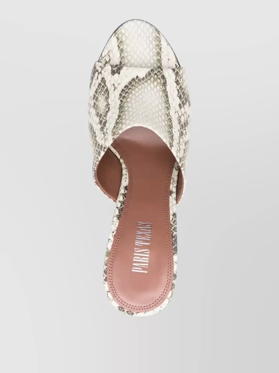 Paris Texas Leather Snakeskin-Print Mules