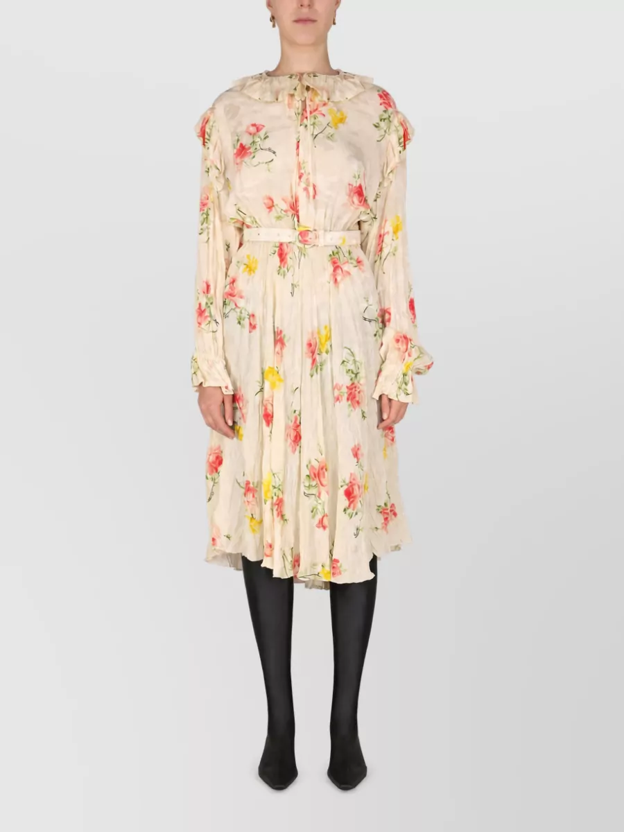 Balenciaga Floral-Print Midi Dress