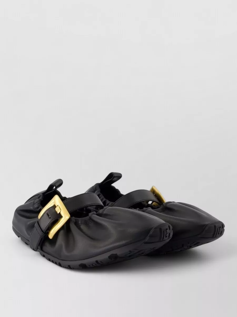 Balmain leather almond-toe ballerina loafers