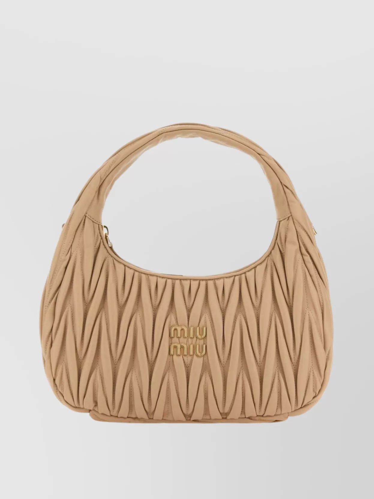 Miu Miu Pleated Design Shoulder Bag With Single Handle In Brown