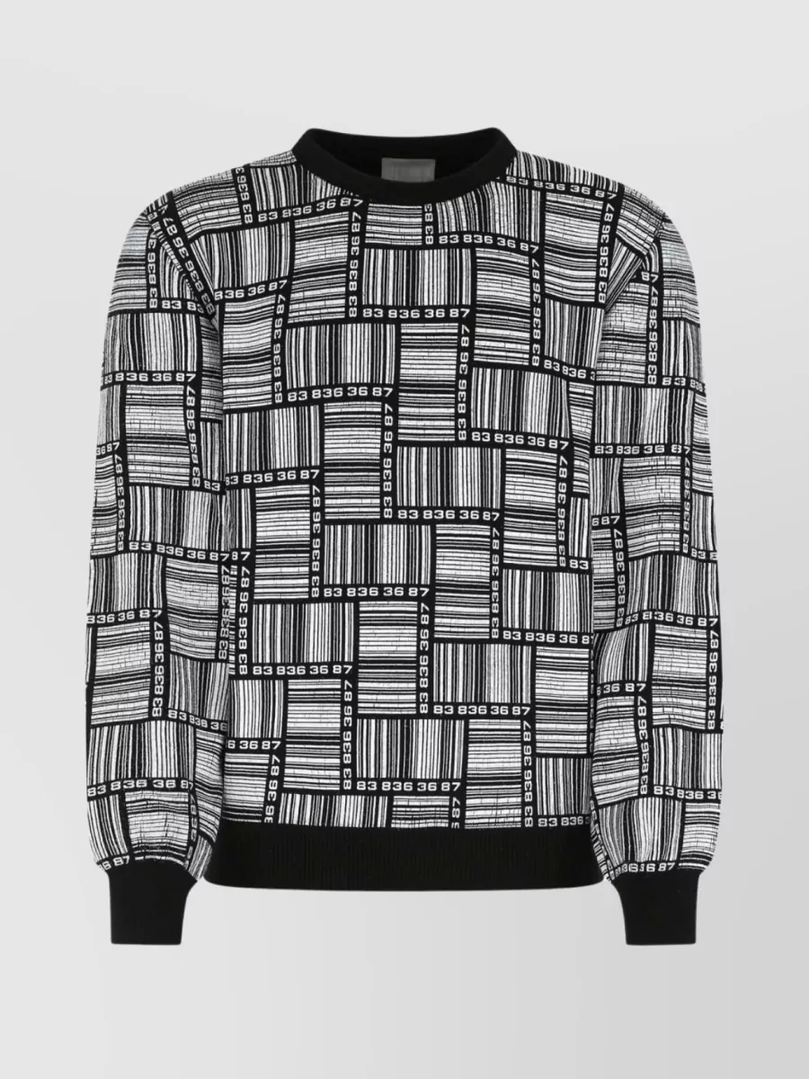 Shop Vtmnts Geometric Print Wool Crewneck In Black