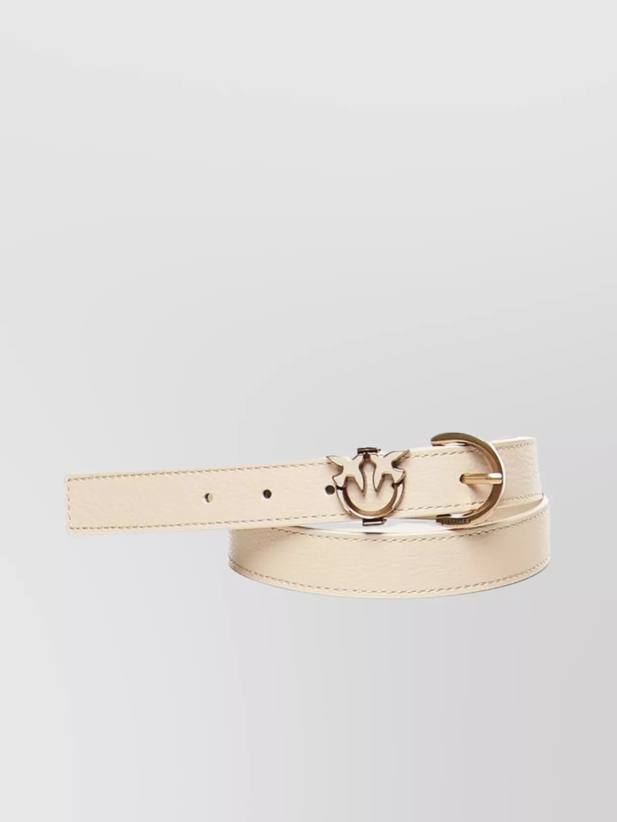 Pinko Slim Crescent Leather Belt With Metallic Accents