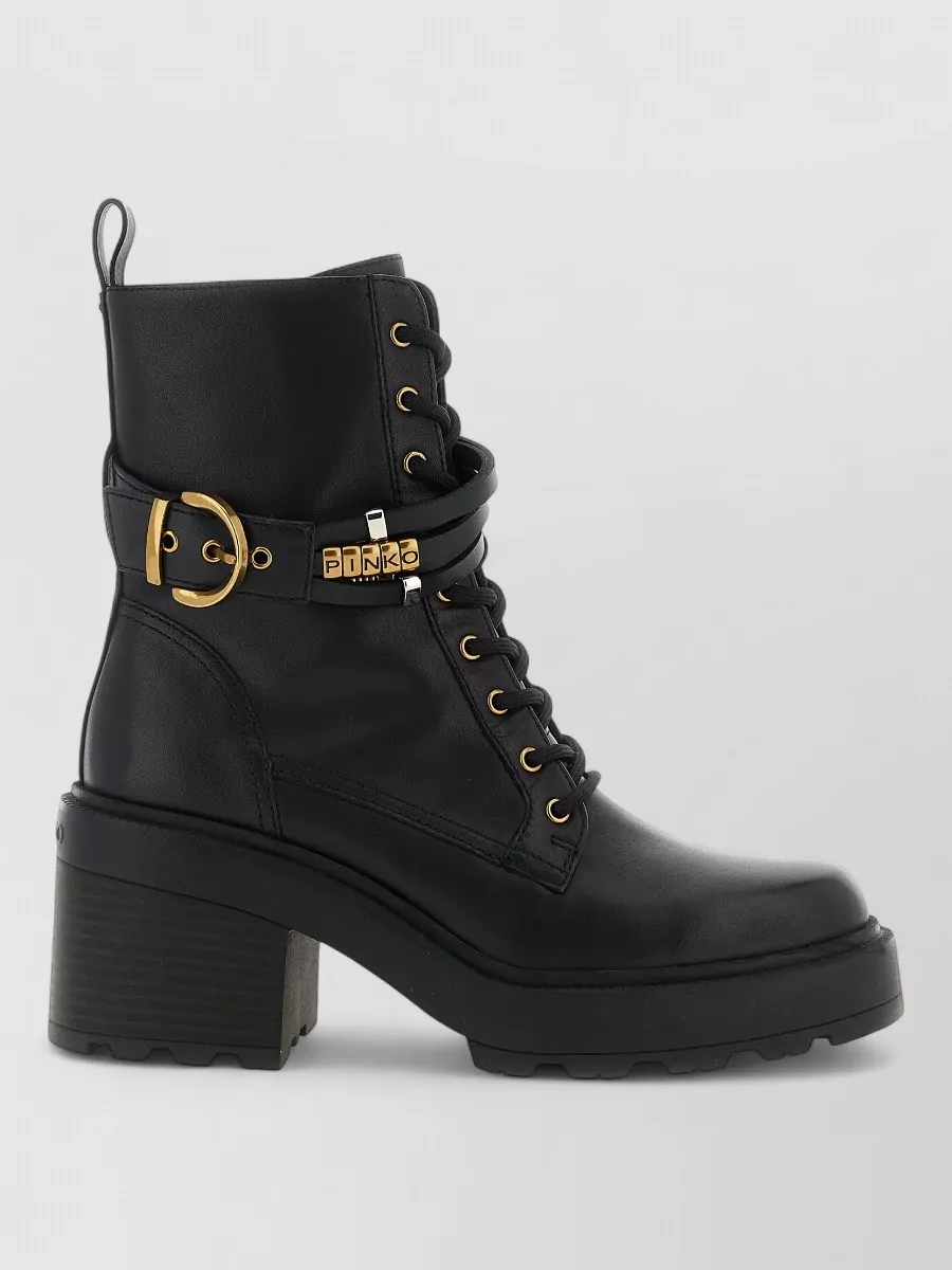 Pinko Leather Lace-Up Ankle Boots