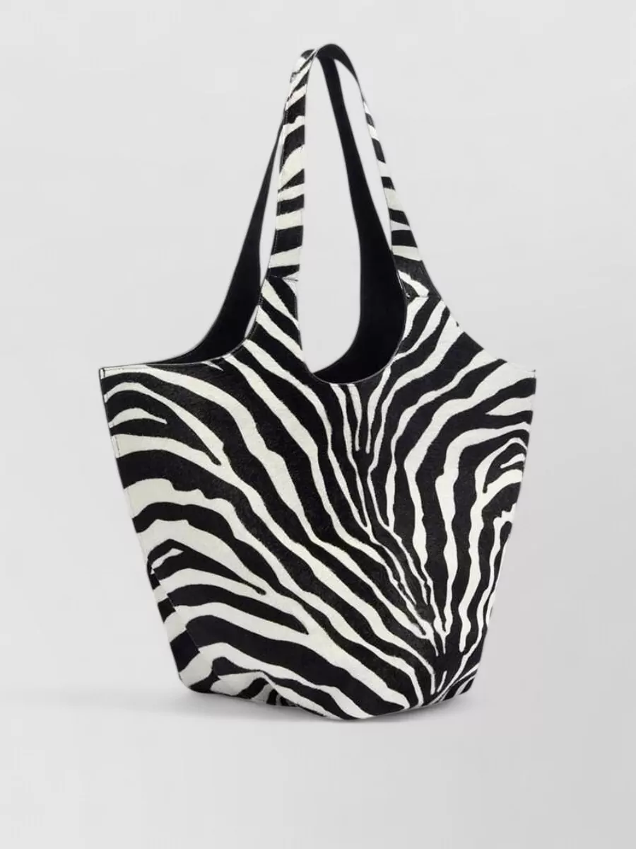 The Attico Large Leather Zebra-Print Shoulder Bag