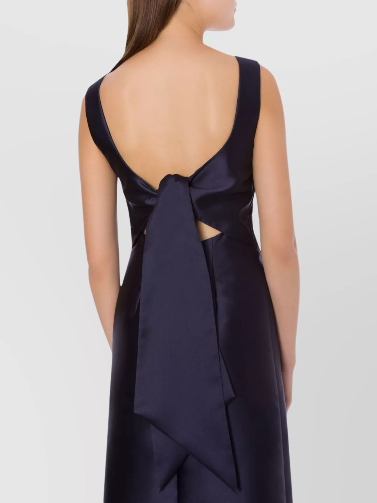 Alberta Ferretti Mikado Bow Tie Back Slit Dress