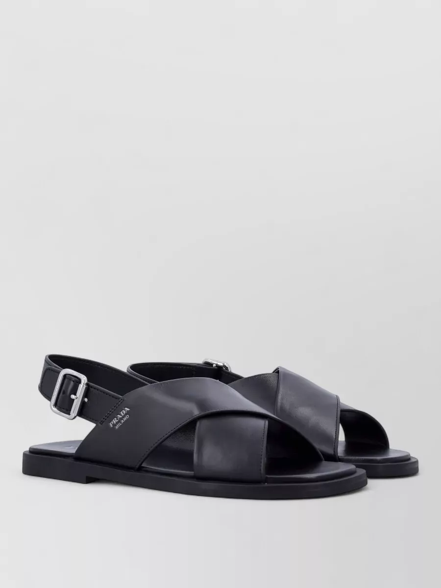 Prada Leather Crisscross Sandals