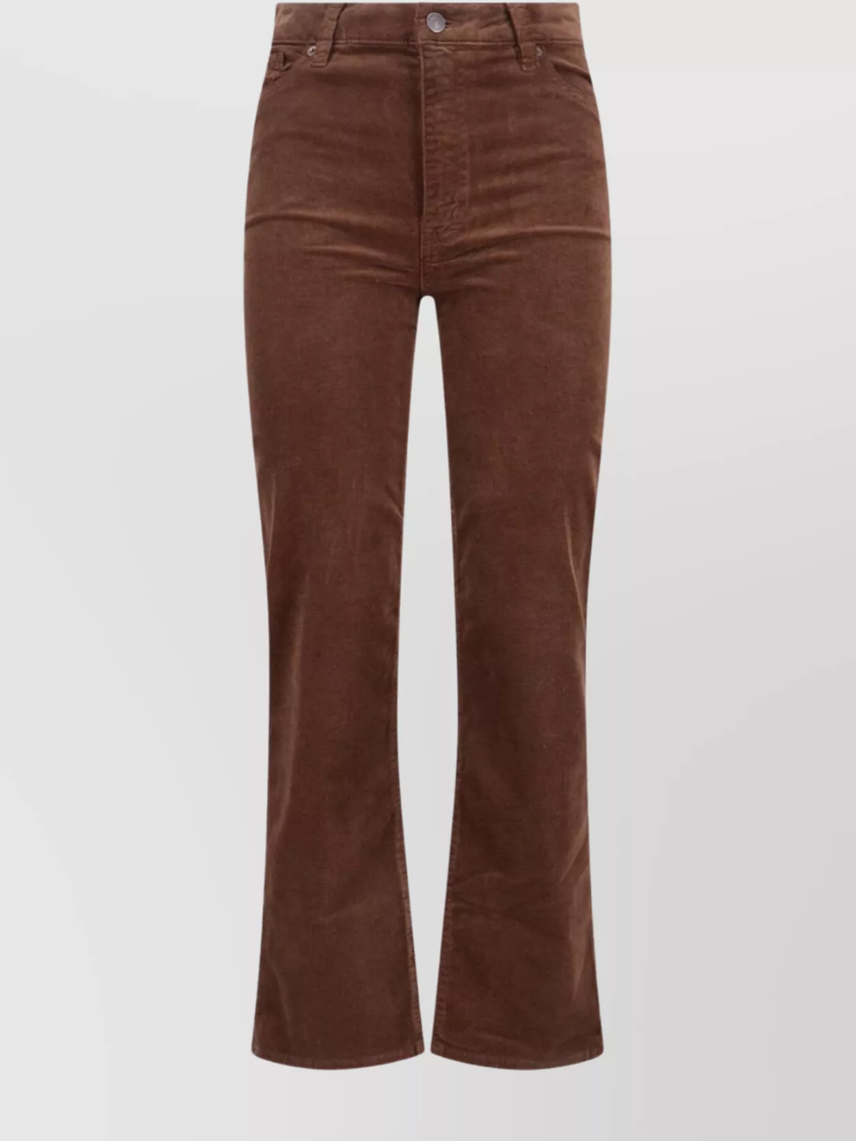 Frame Straight Trousers With Pockets And Belt Loops In Brown