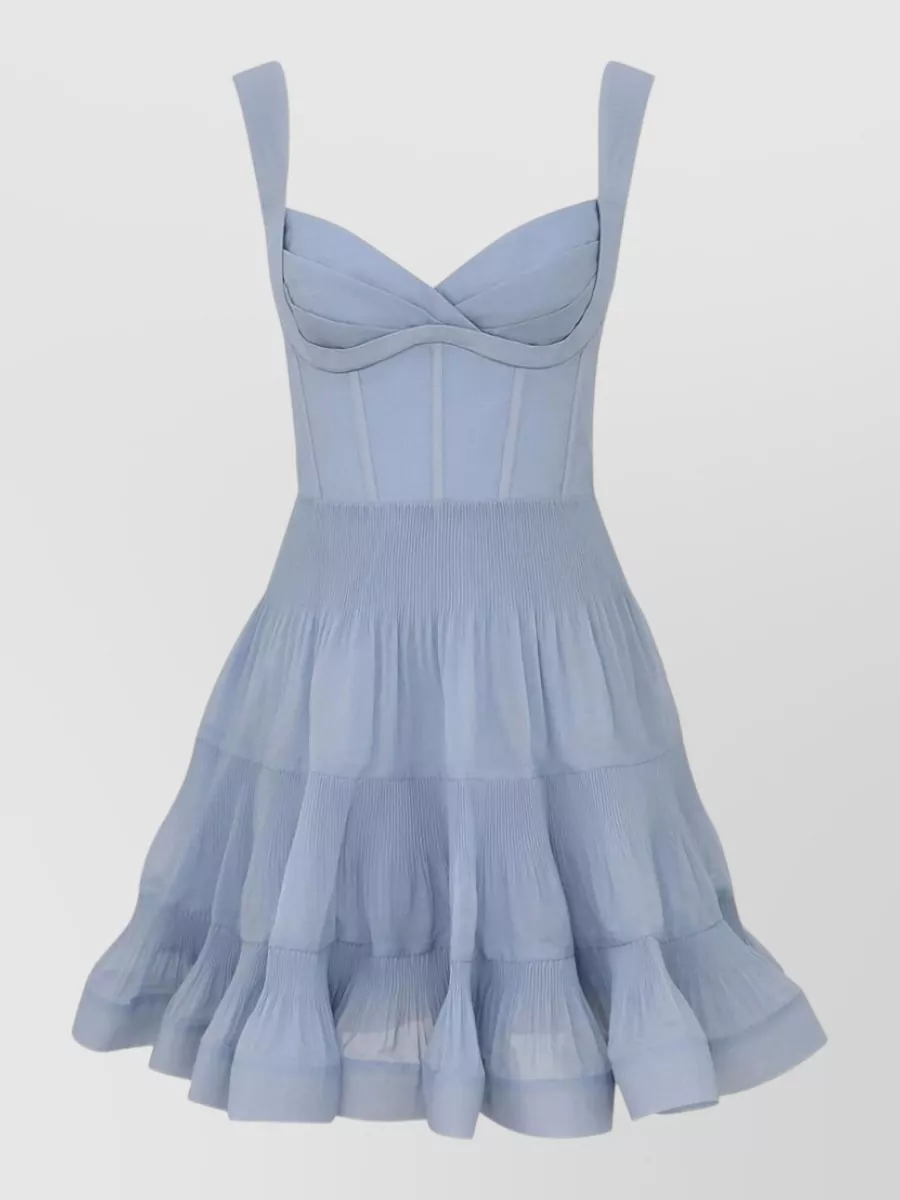 Zimmermann Pleated printed bustier mini dress