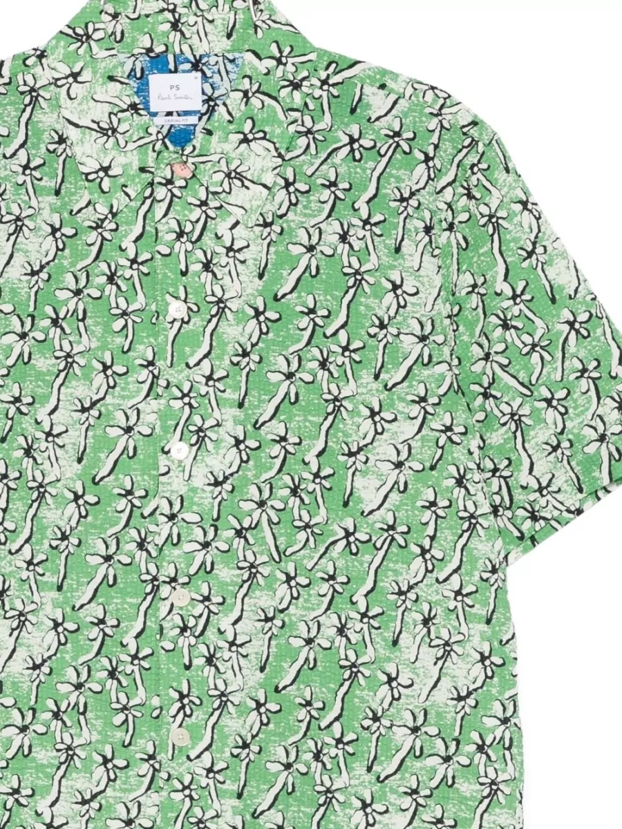 Paul Smith Floral-Print Short-Sleeve Cotton Shirt