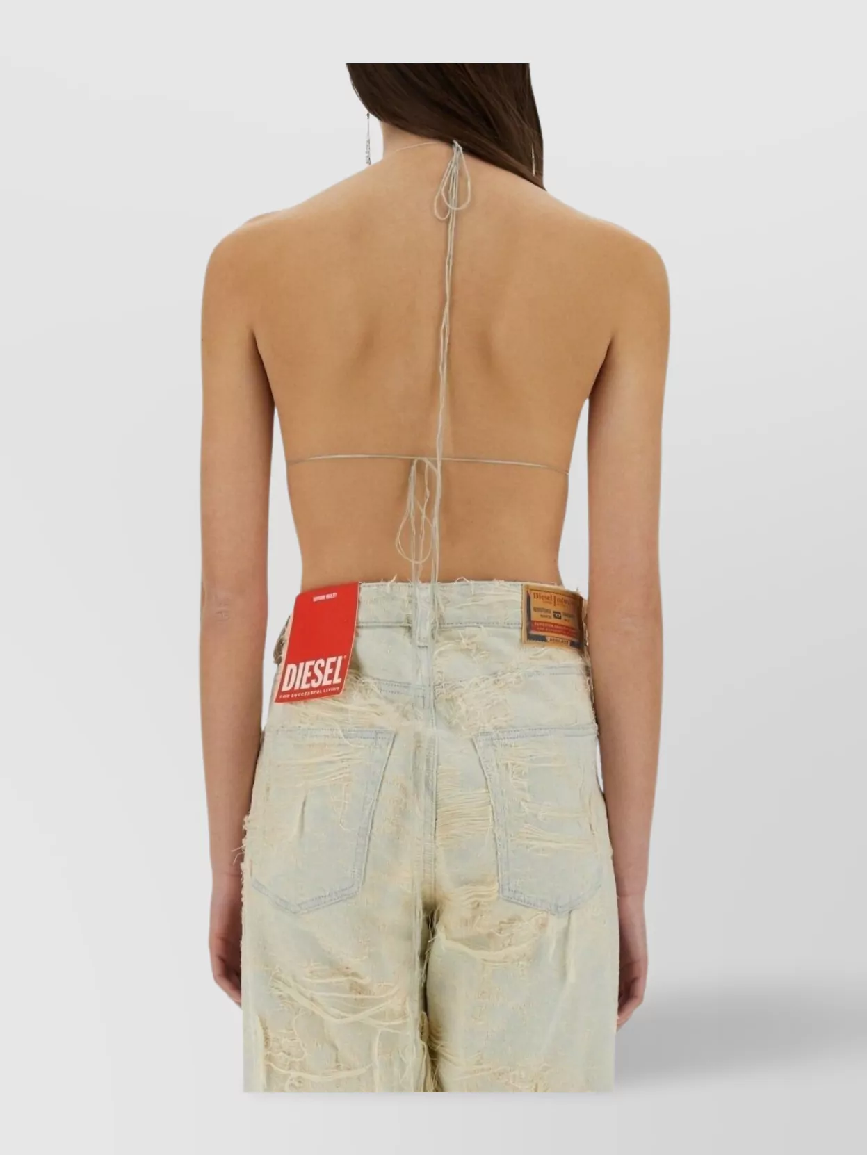 Shop Diesel Jacquard Denim High-waisted Triangle Top