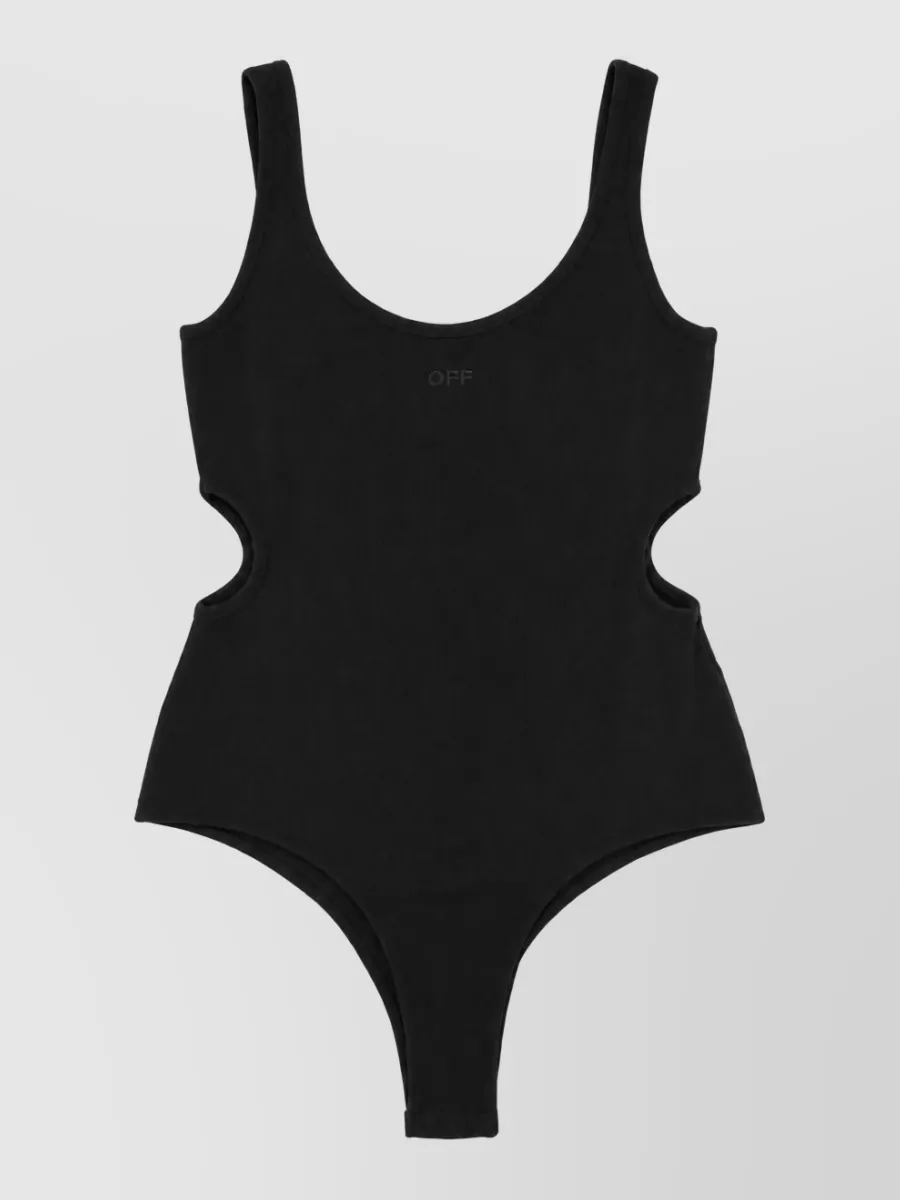 Off-White ribbed one-piece swimsuit
