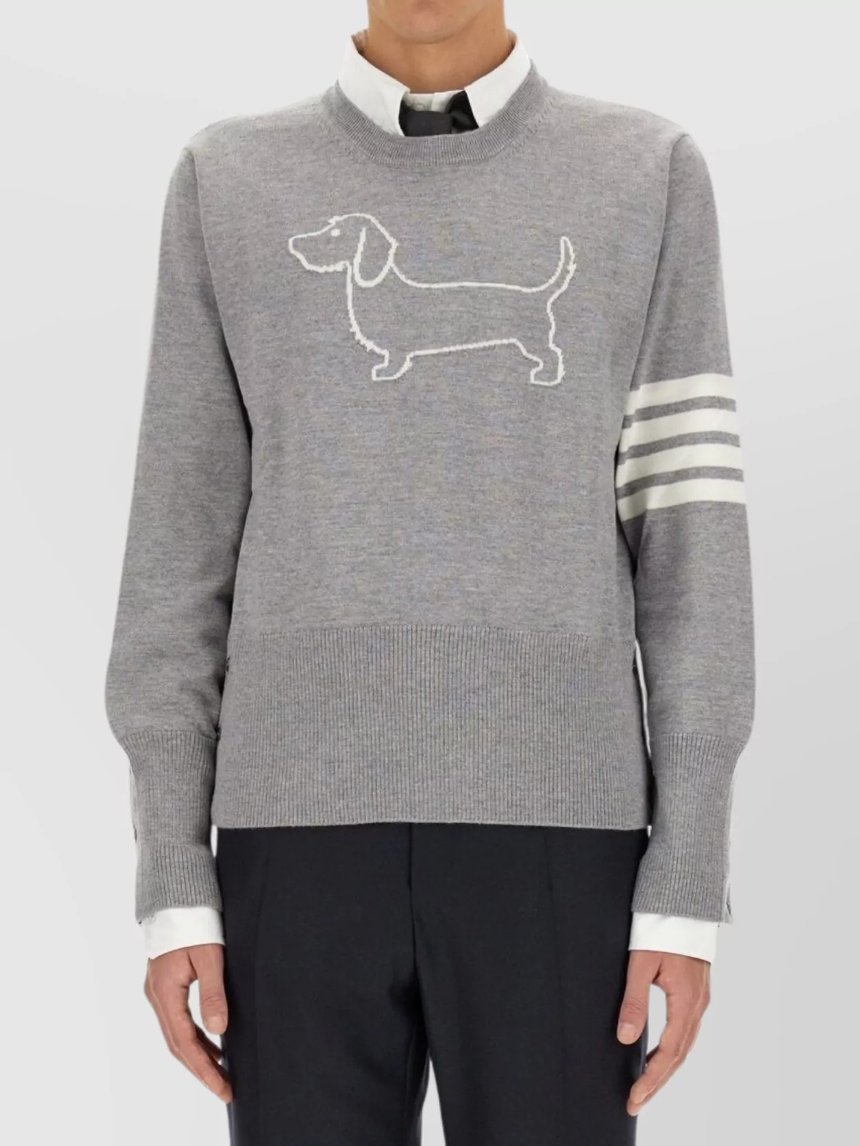 Thom Browne "Hector" Crew Neck Embroidered Sweater