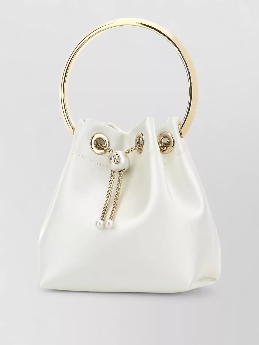 Jimmy Choo Satin Bucket Clutch Bag Gold Handle