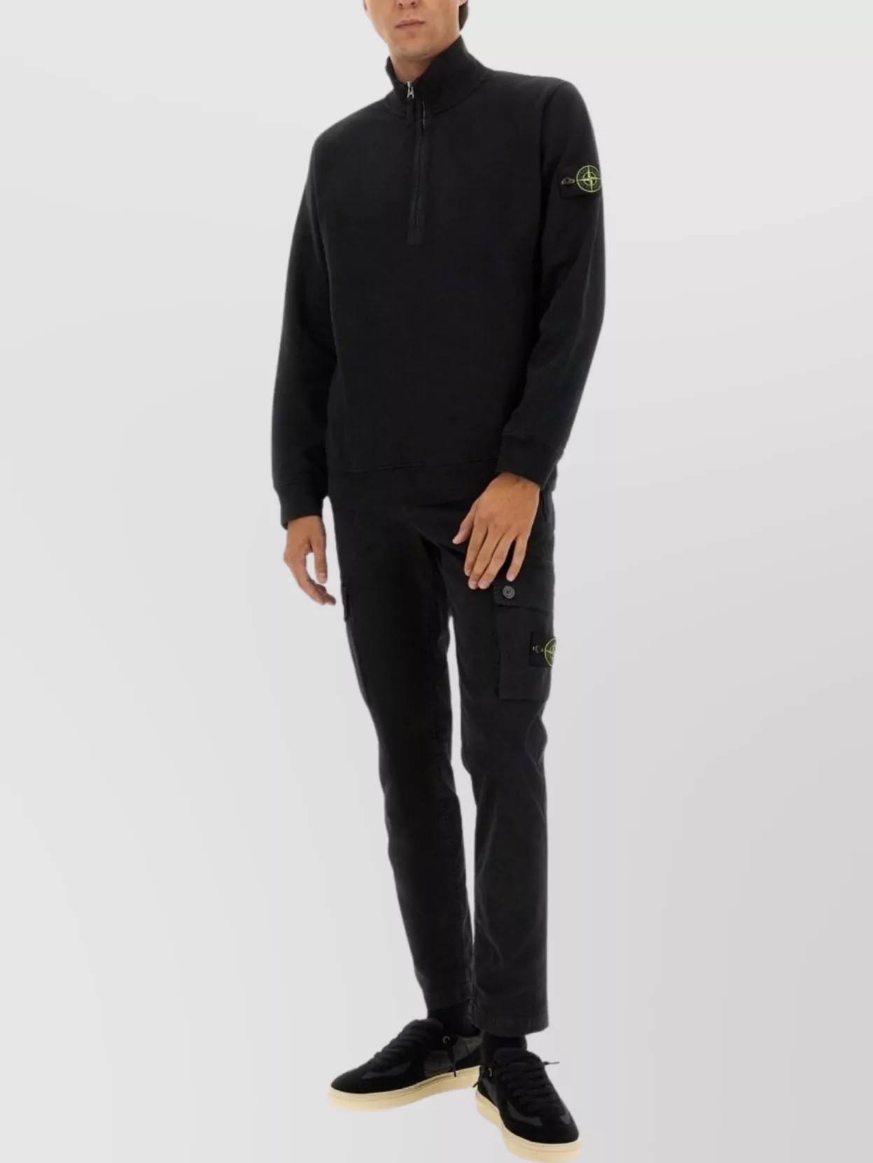 Stone Island Men's Ls Polo T-shirt In Black