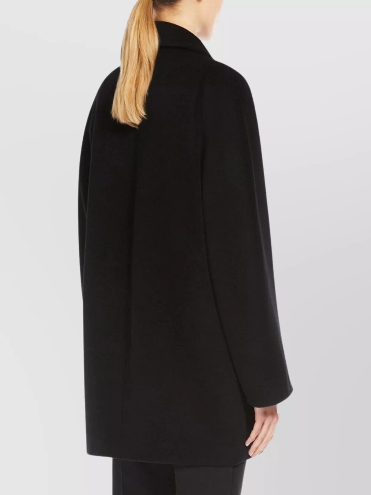 Max Mara Oversized Short Coat Kimono Sleeves In Black