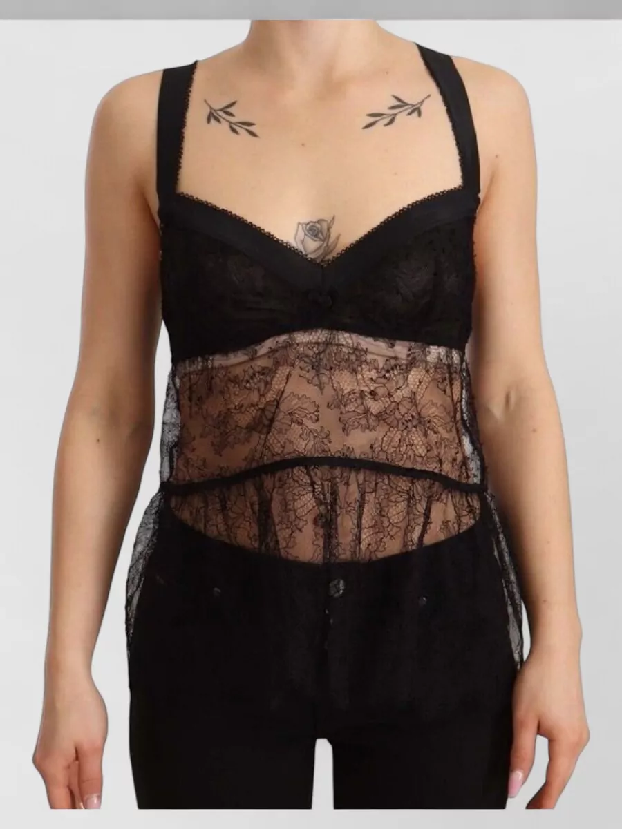 Dolce&Gabbana Silk lace sleeveless v-neck blouse