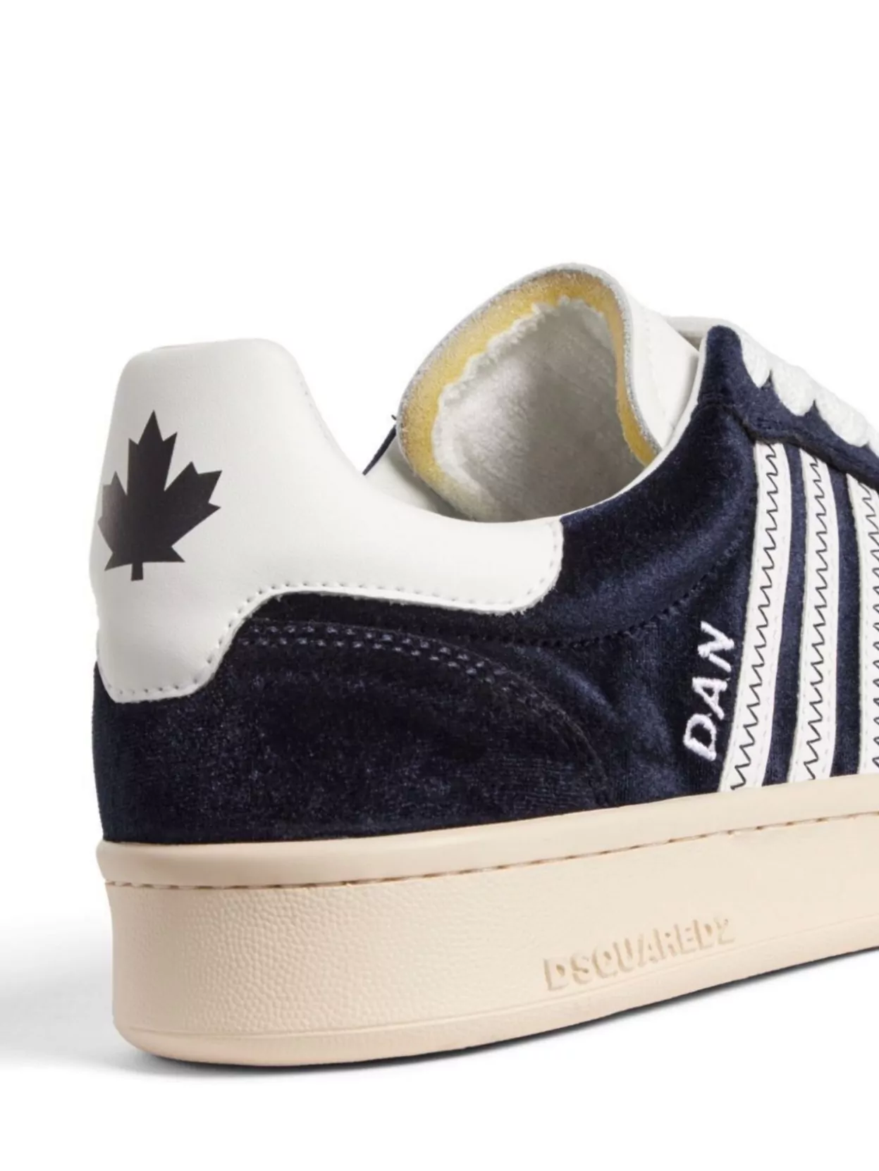 Dsquared2 Velvet Low-top Sneakers With Perforated Stripes