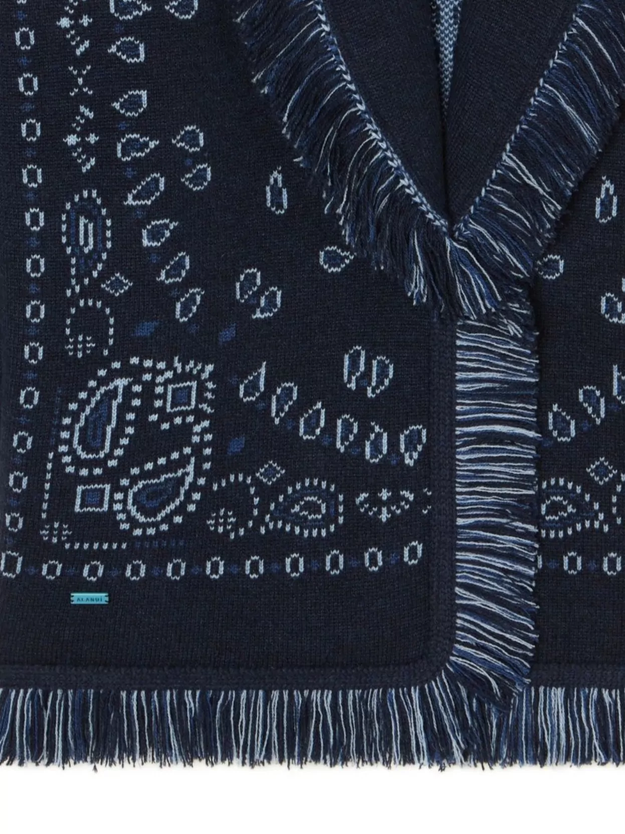 Alanui Jacquard Bandana Shawl Collar Fringe Cardigan