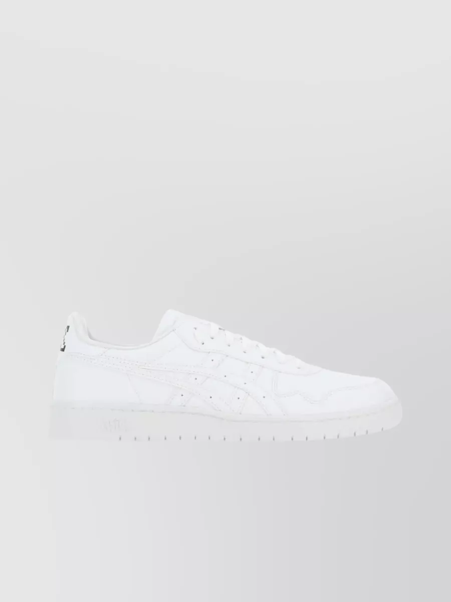 Shop Comme Des Garçons Leather Sneakers With Flat Sole And Perforated Detailing In White