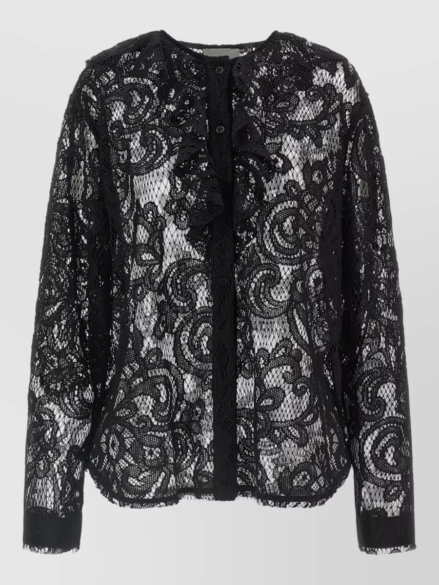 Nude floral lace shirt