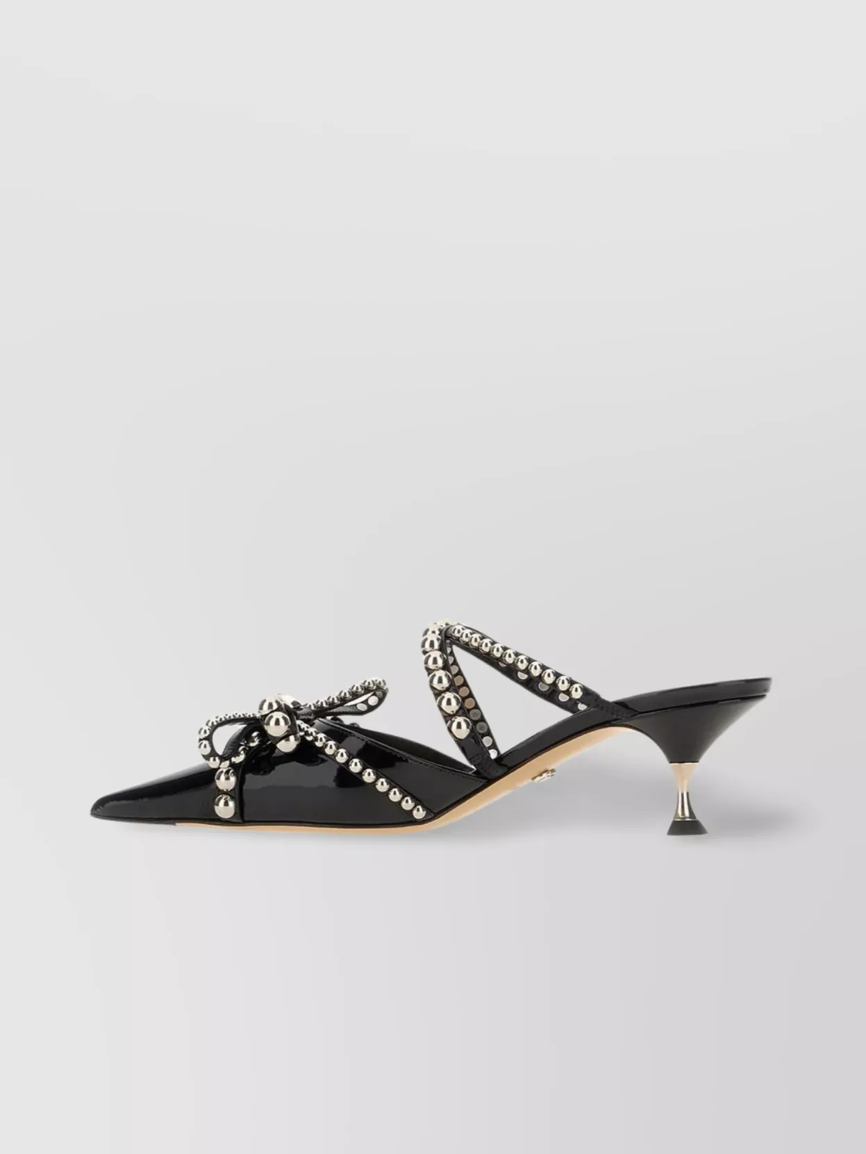 Mach & Mach Leather Stiletto Mules Metal Studs