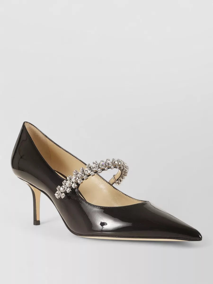 Jimmy Choo leather crystal-embellished pumps