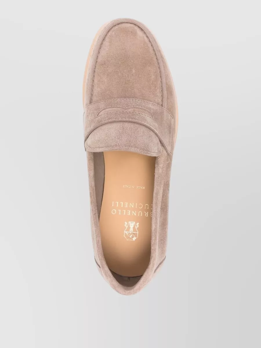 Brunello Cucinelli Suede Loafers With Round Toe Design