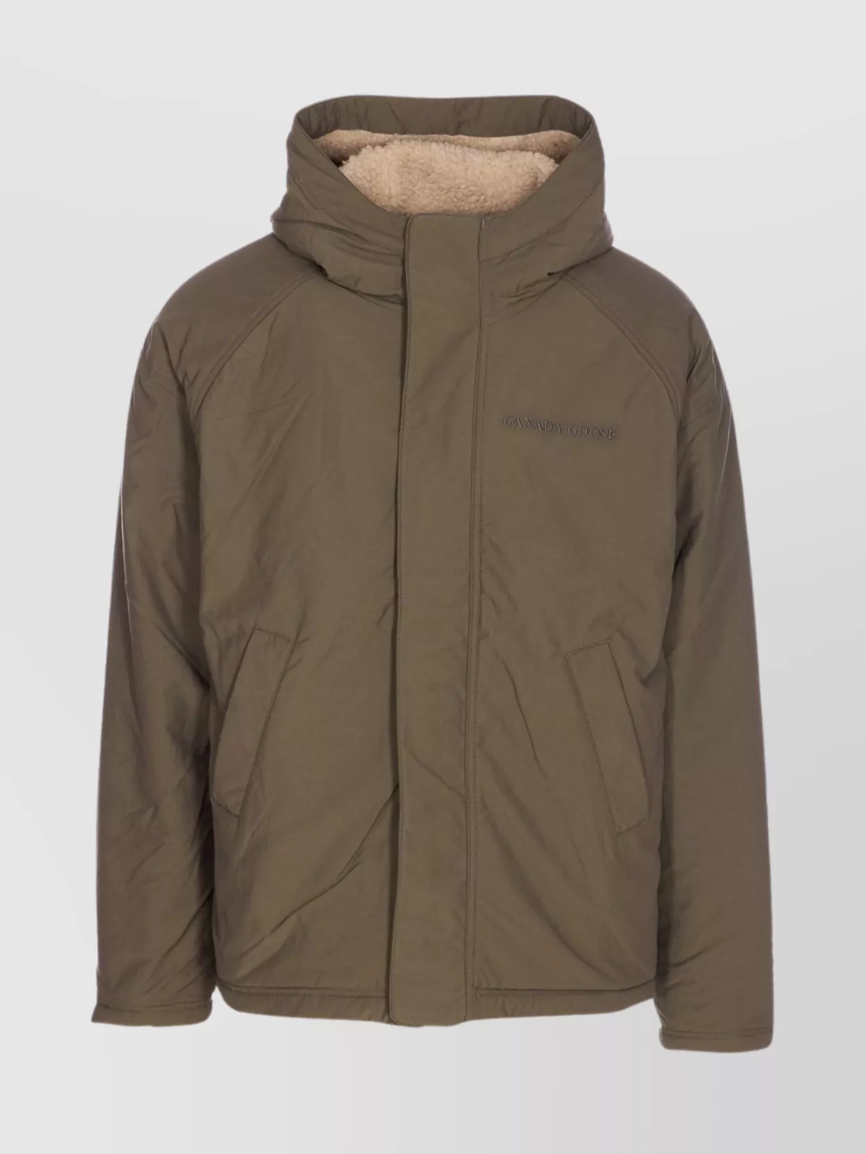Canada Goose Hooded Shearling Effect Jacket With Contrast Panels