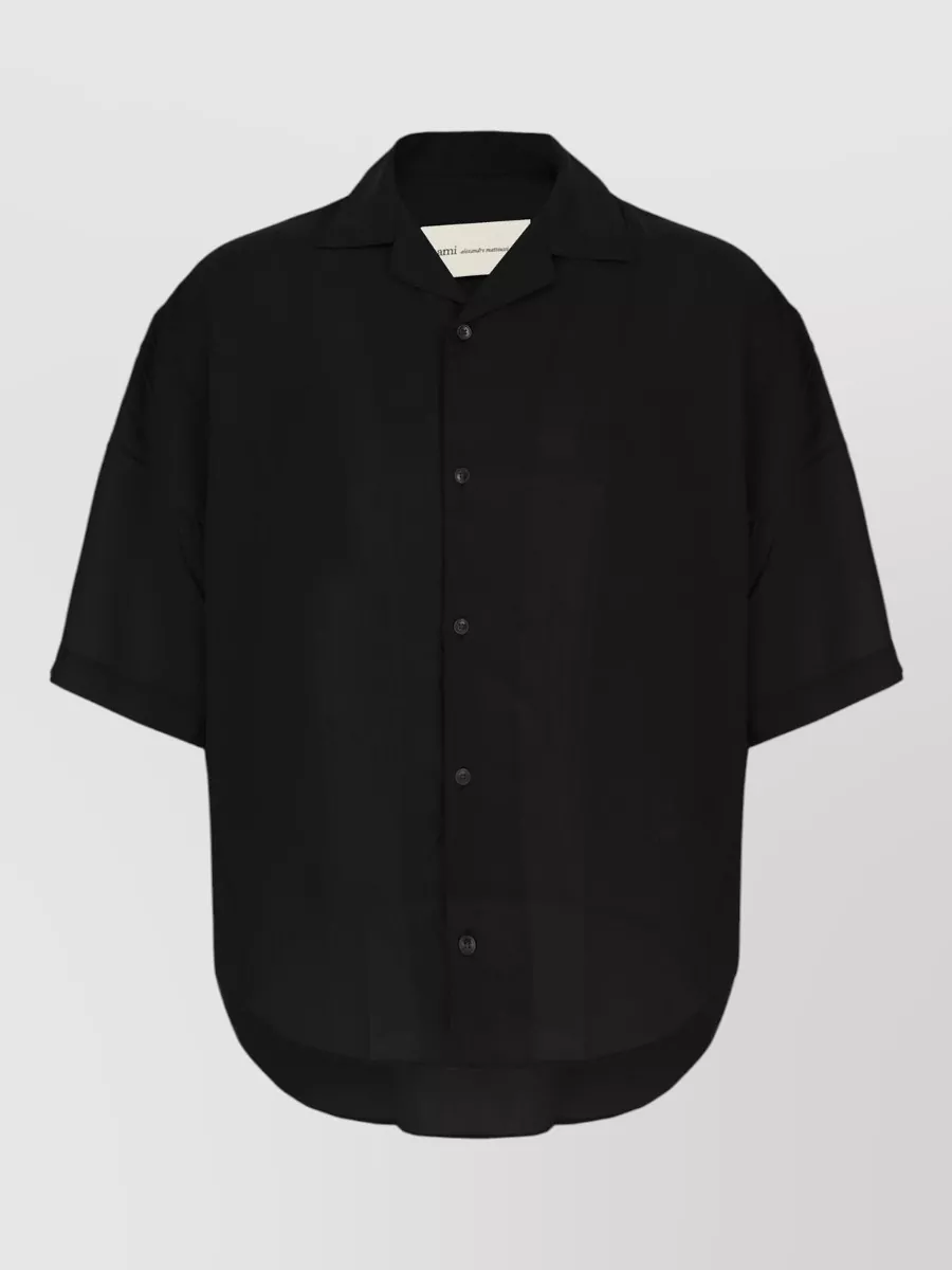 Ami Paris Silk Short-Sleeve Boxy Shirt
