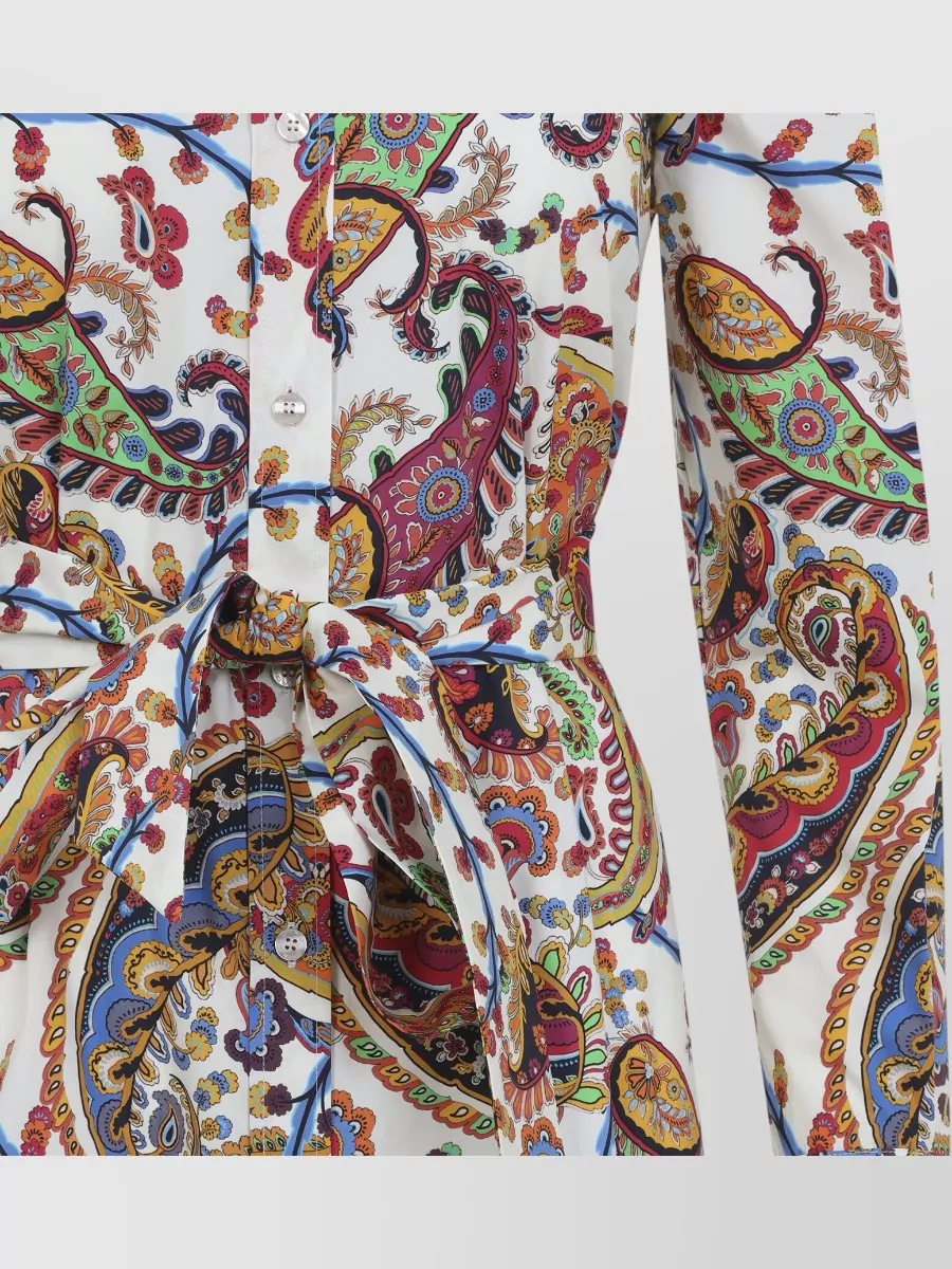 Etro Midi Shirt Dress Belted Waist Paisley