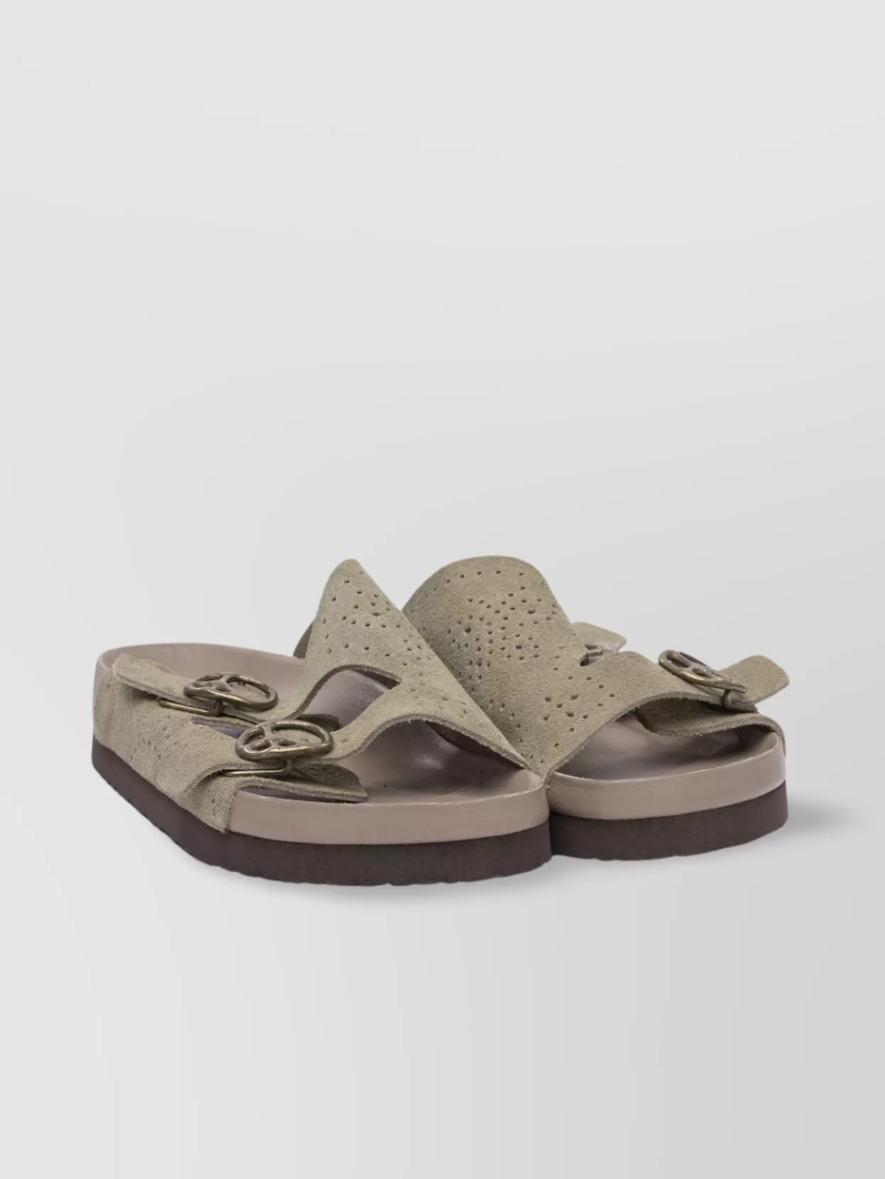 Needles Perforated Open Toe Flat Sole Sandals
