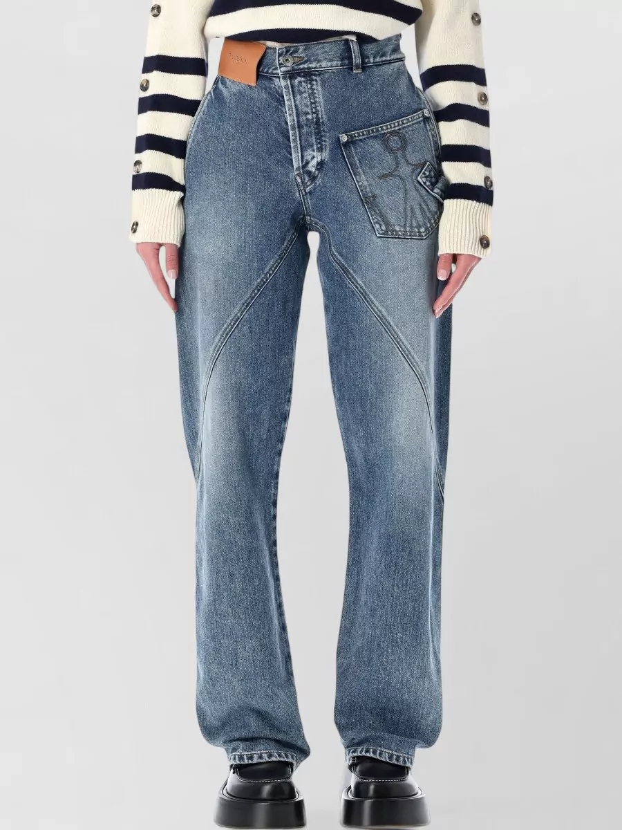 Jw Anderson Twisted Seam Wide-leg Workwear Trousers In Blue