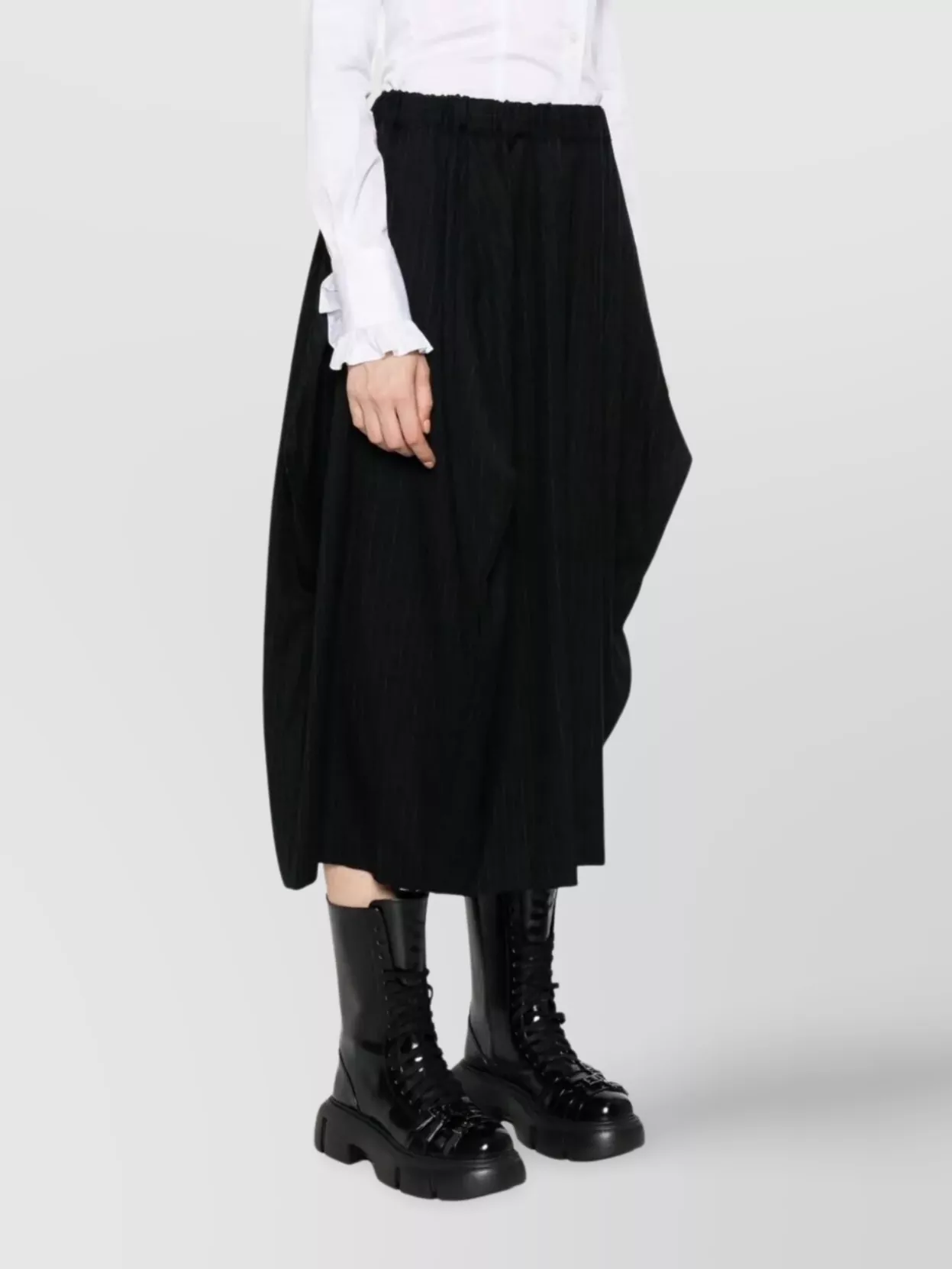 Comme Des Garçons Wide Leg Pinstripe Trousers Side Pockets In Black