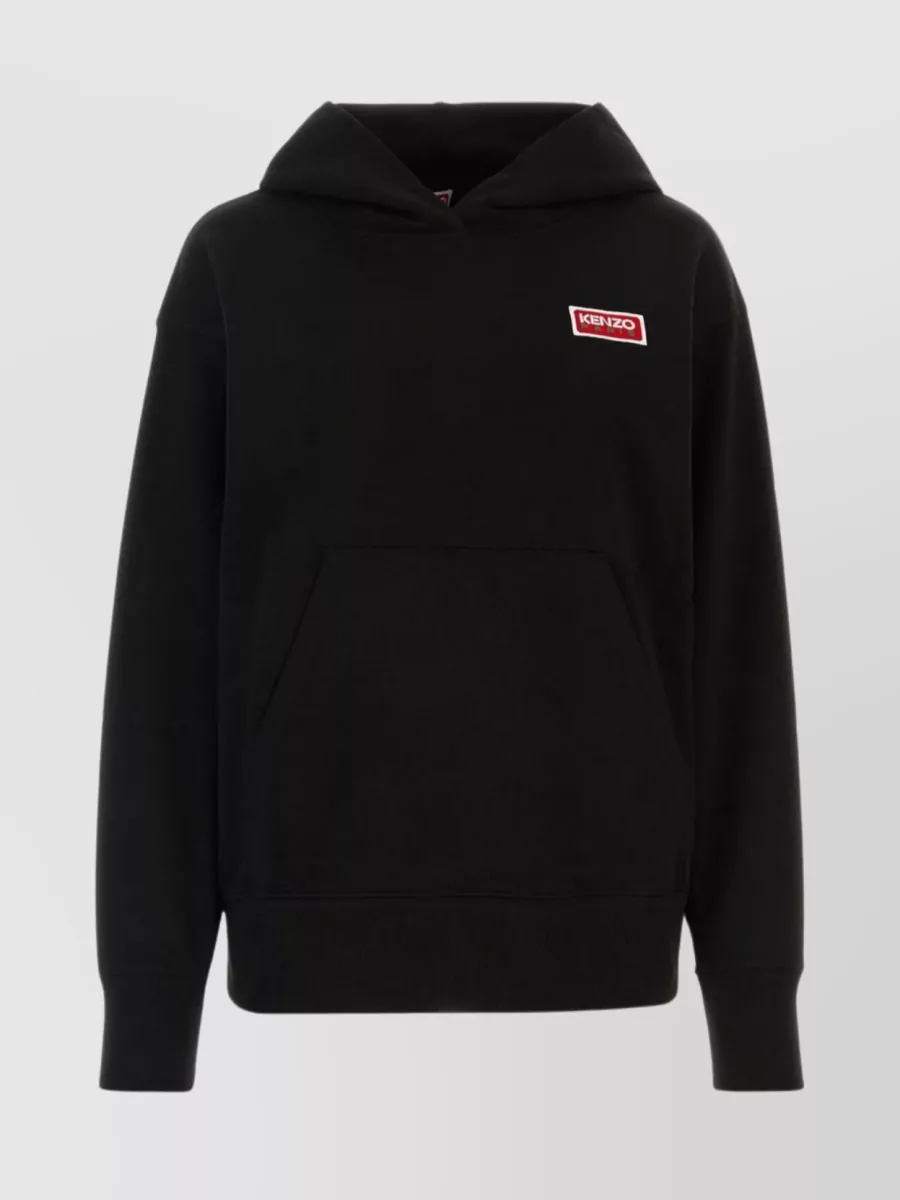 Shop Kenzo Hooded Sweatshirt With Cotton Pouch Pocket In Black