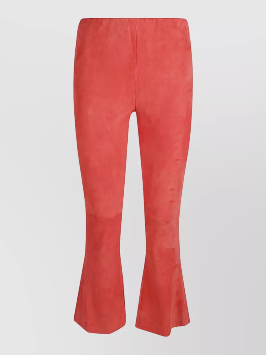 Via Masini 80 Suede Cropped Flared Trousers