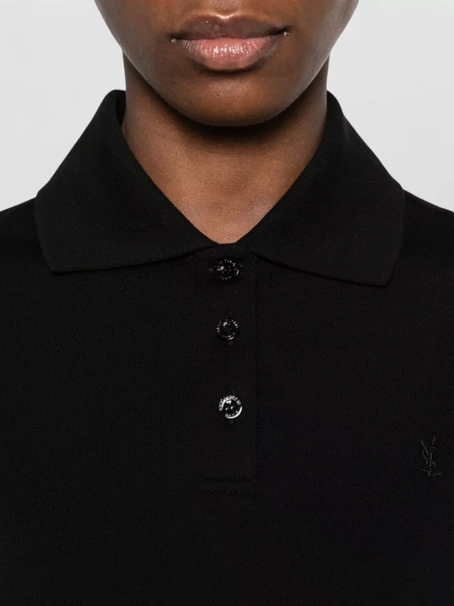 Saint Laurent Cotton Sleeveless Polo Top