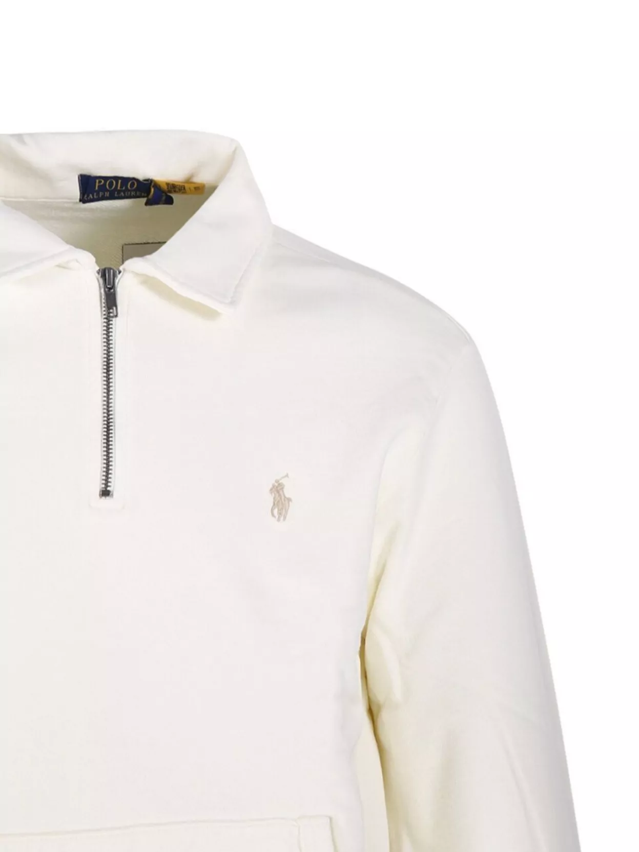 Ralph Lauren Zip Front Pocket Sweater With Ribbed Cuffs And Hem