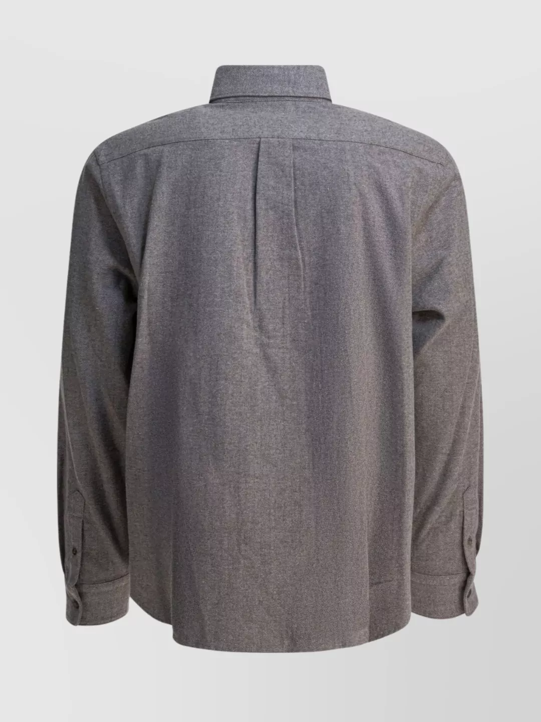 Vince Herringbone Shirt With Buttoned Collar And Cuffs In Gray