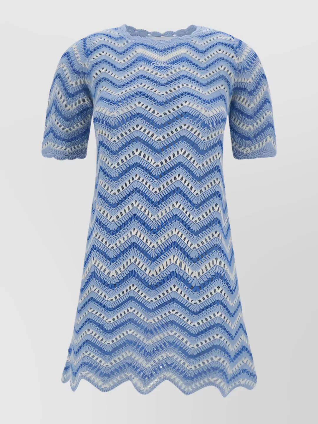 Shop Ganni Chevron Pattern Crochet Mini Dress