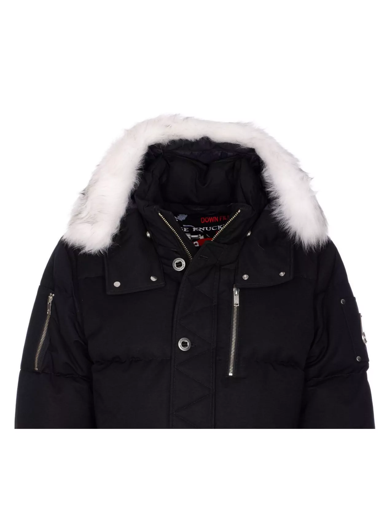 Moose Knuckles Fur Trim Hooded Jacket With Quilted Pattern