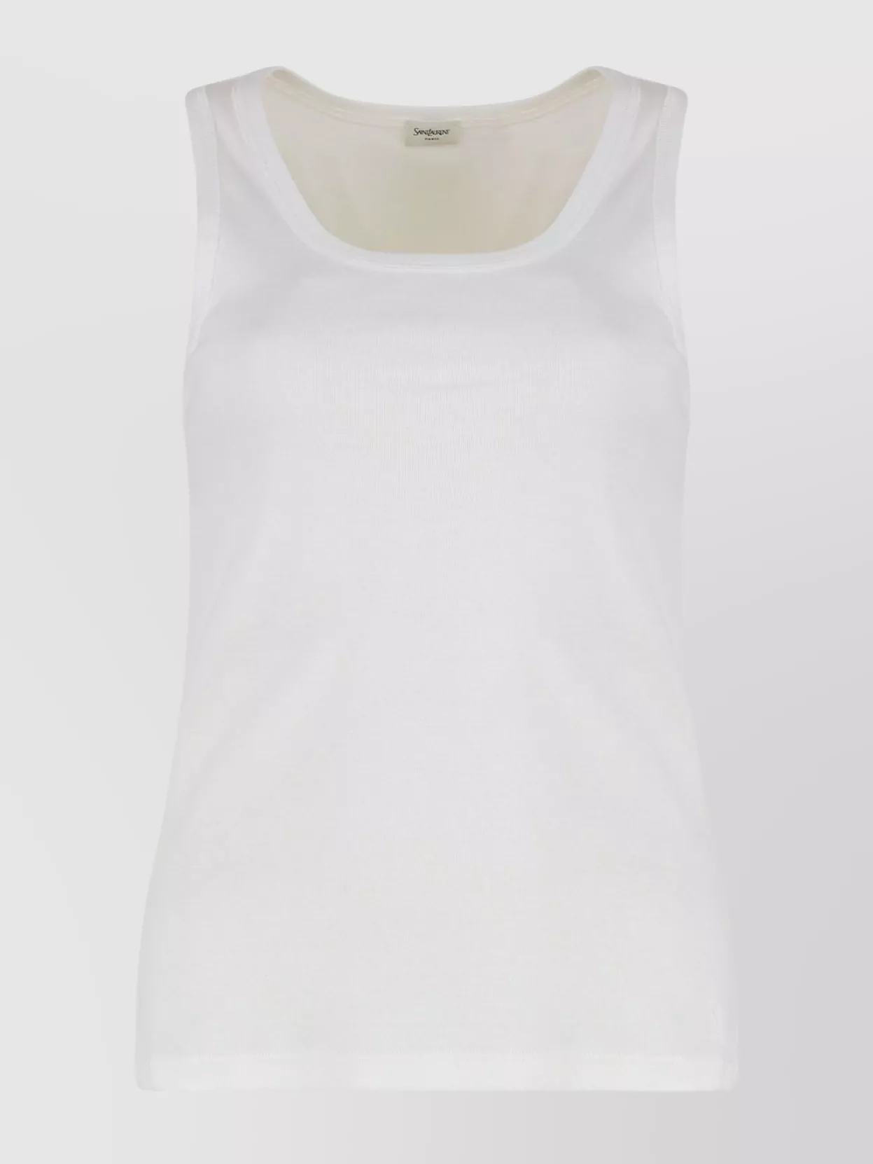 Saint Laurent Ribbed Edges Scoop Neck Sleeveless Tank In White