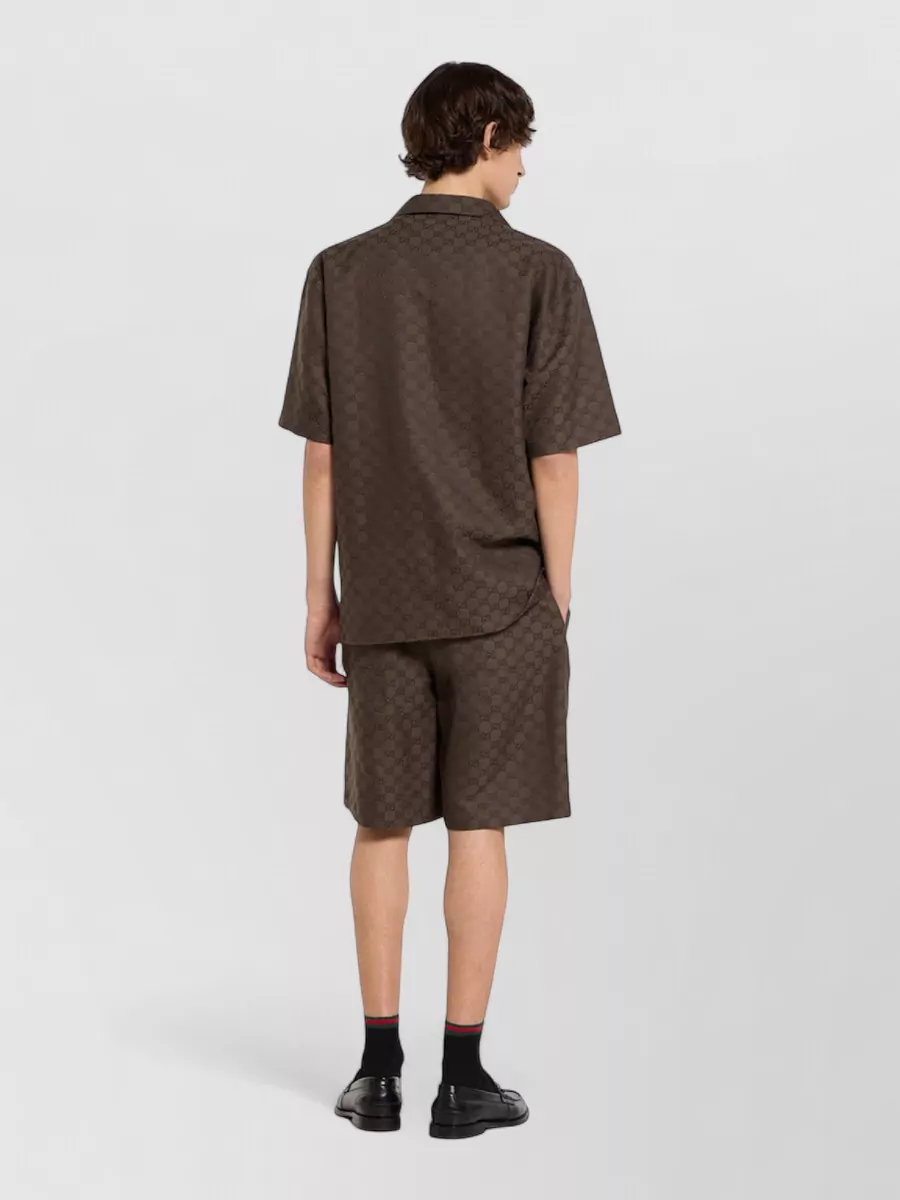 Gucci Gg Linen Blend Jacquard Tailored Shorts