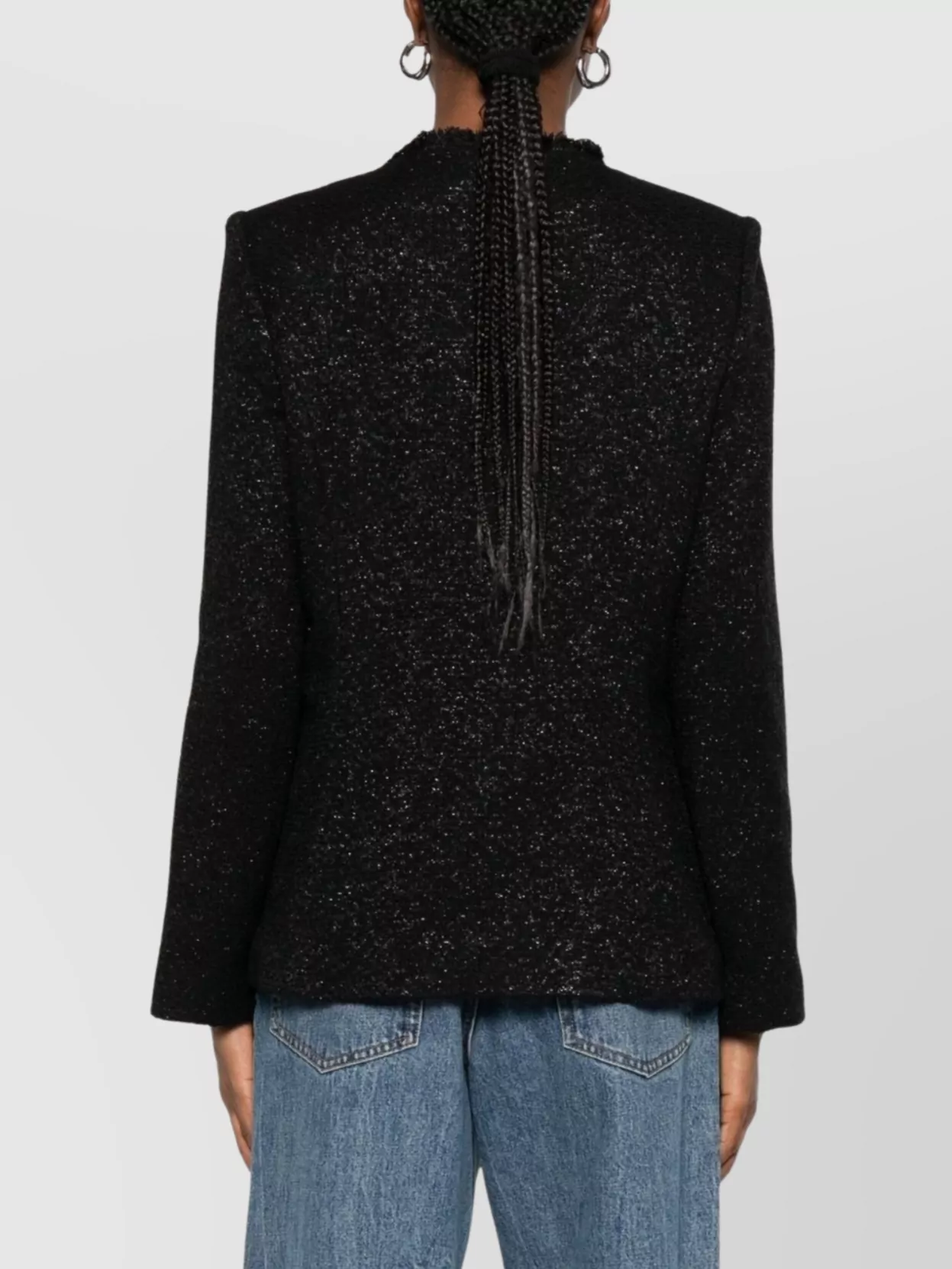 Iro Textured Blazer With Frayed Trim And Pockets