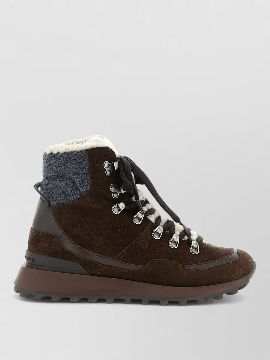 Brunello Cucinelli Suede Leather Lace-Up Ankle Boots