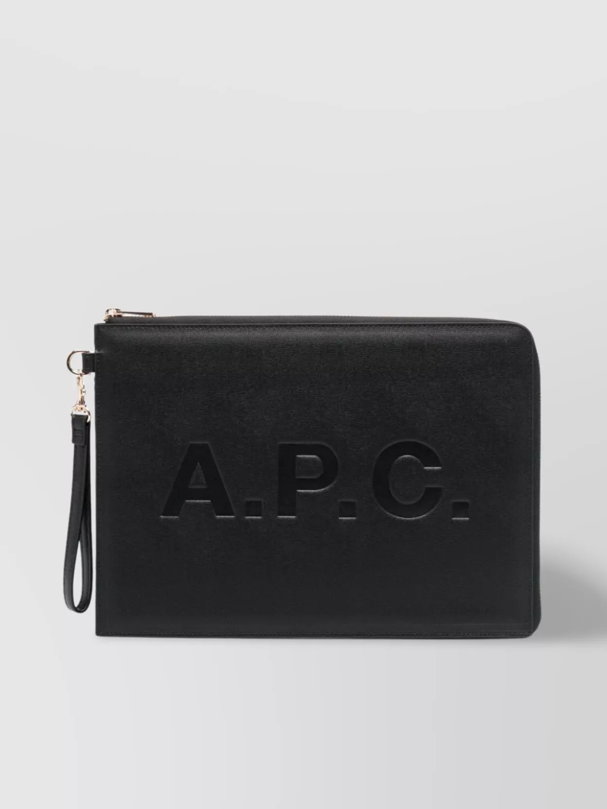 Shop Apc Debossed Logo Leather Clutch In Black