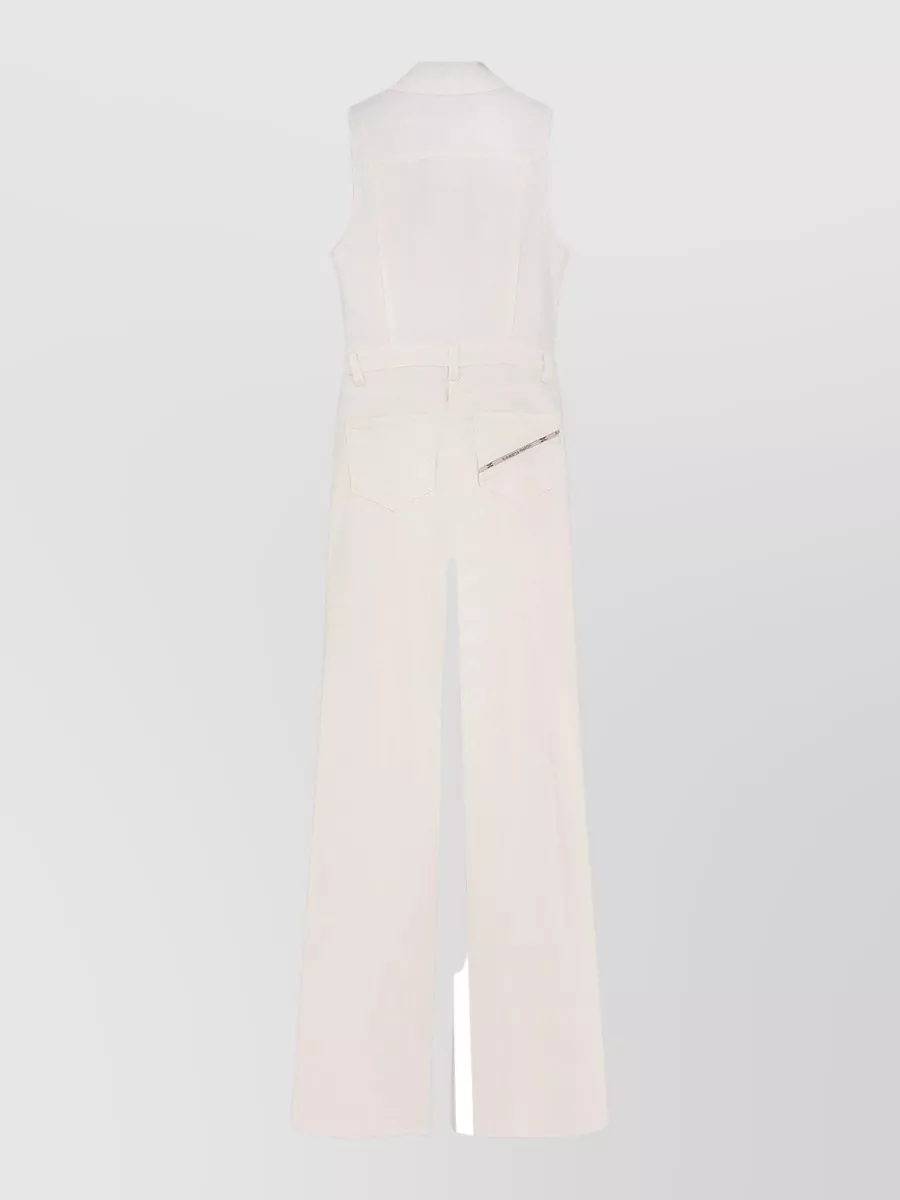 Elisabetta Franchi Denim Sleeveless Straight-Leg Jumpsuit
