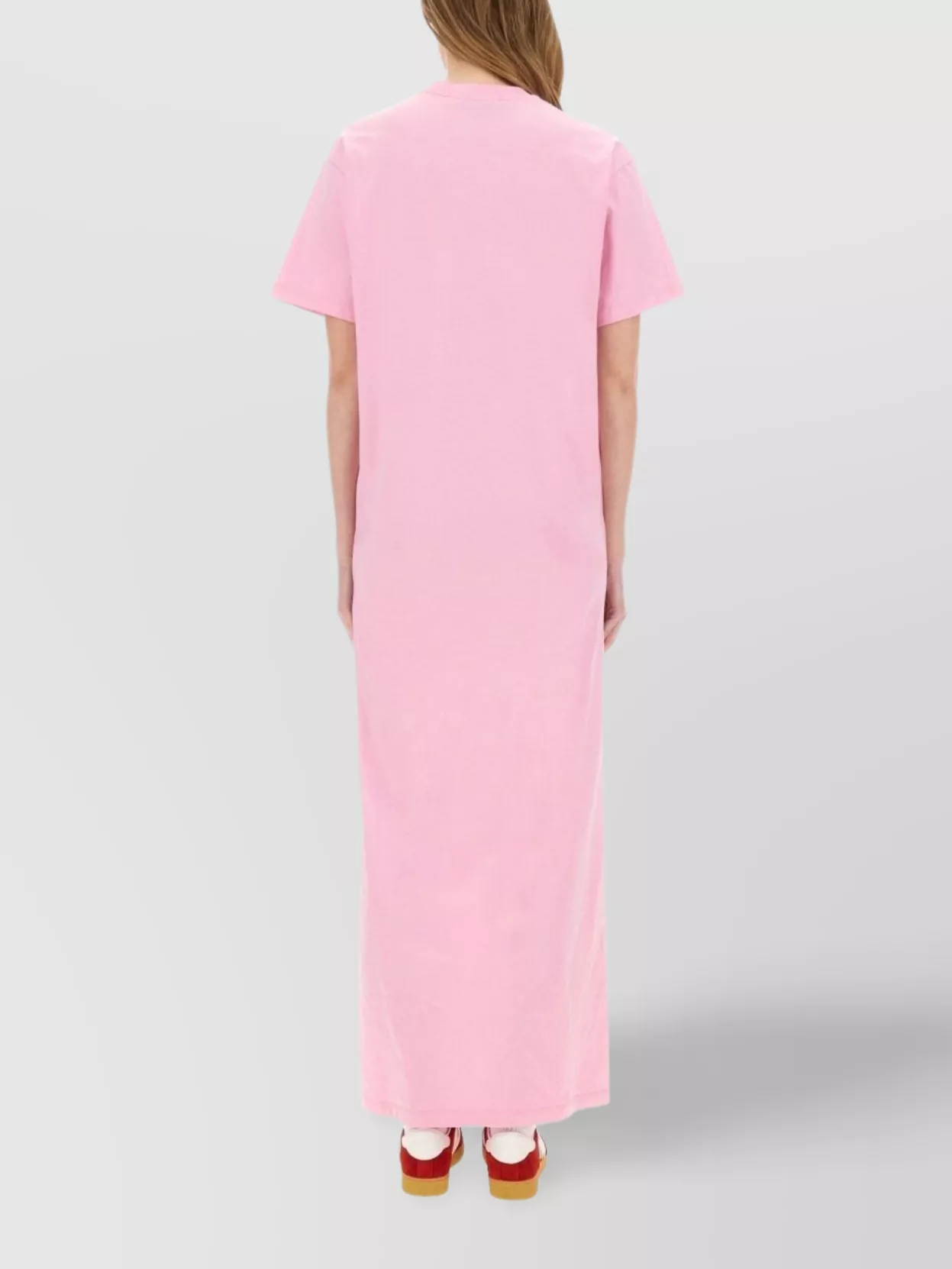 Msgm Crew Neck Long Dress With Side Slit