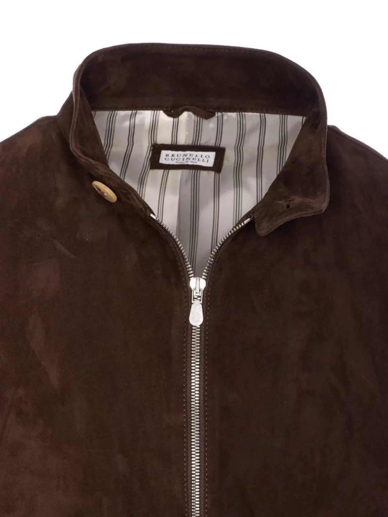 Brunello Cucinelli Suede Jacket With Stand Collar And Pockets