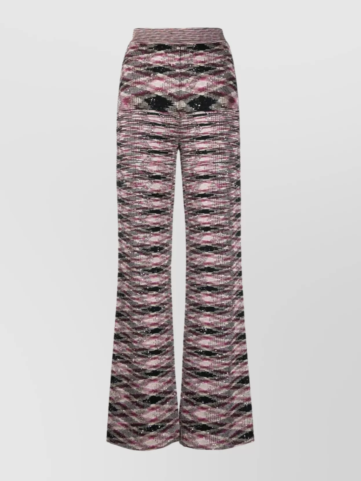 Missoni High Waist Flared Leg Patterned Trousers In Pink