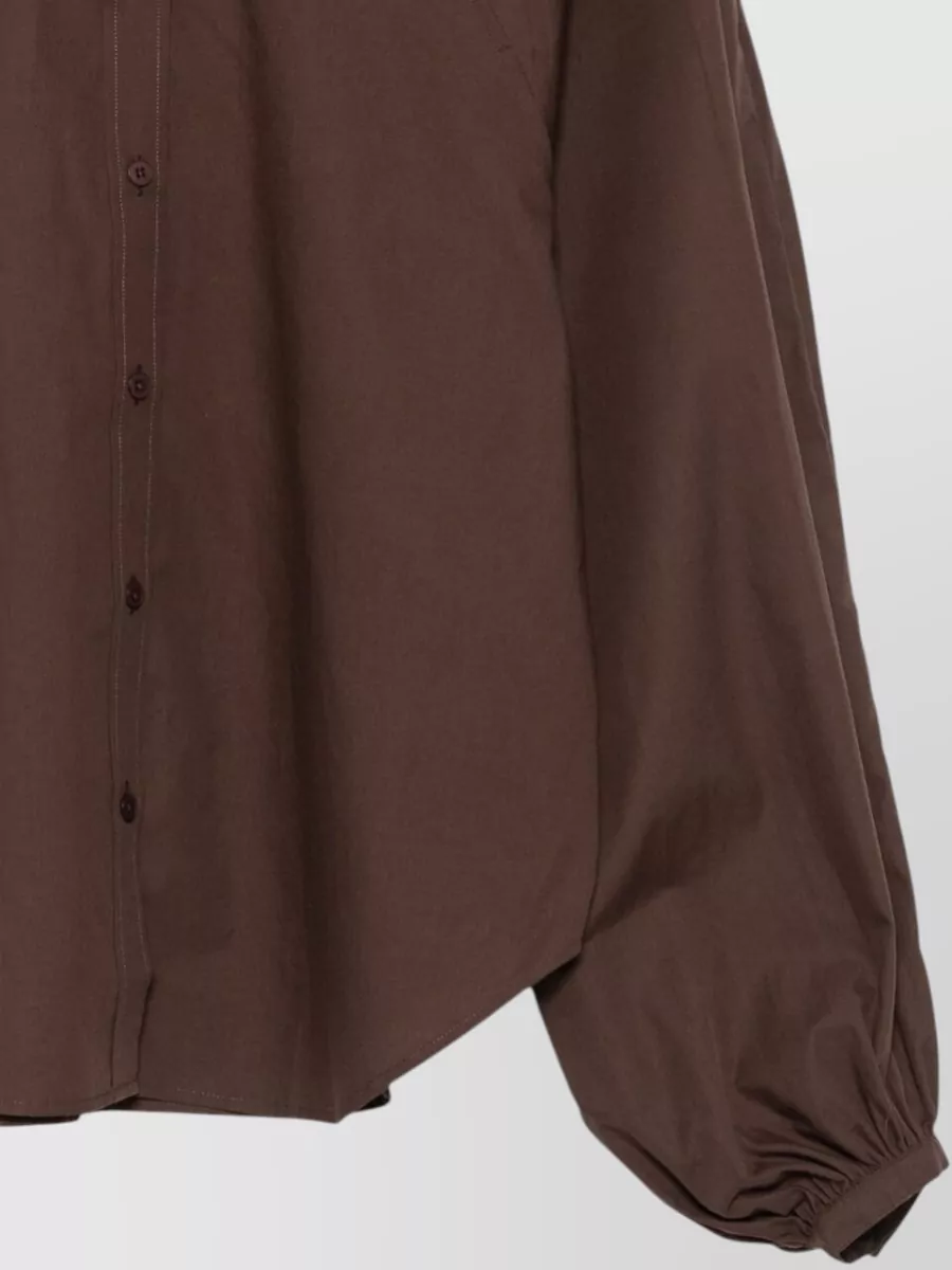 Closed Cotton Balloon-Sleeve Shirt